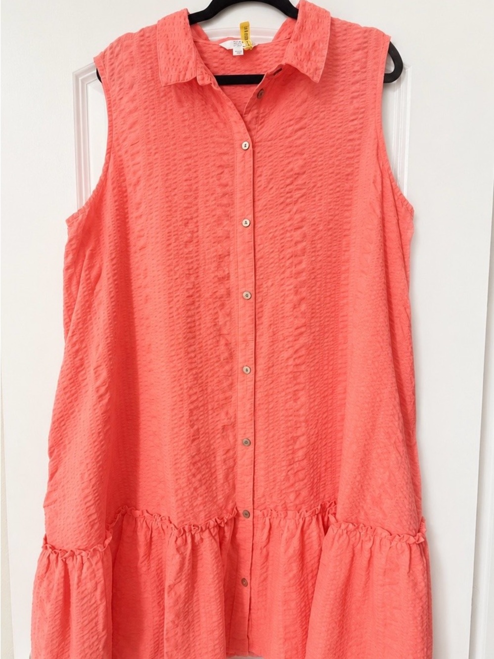 Time and Tru Coral Sleeveless Button-Front Tunic Dress